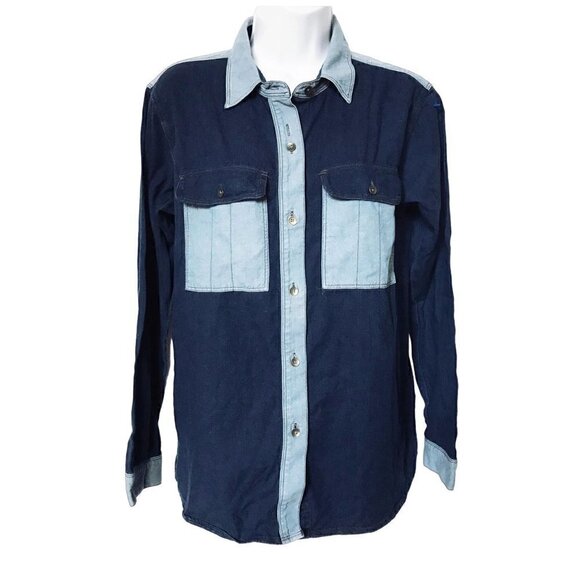 Madewell Tops - Madewell color blocked denim shirt, size S